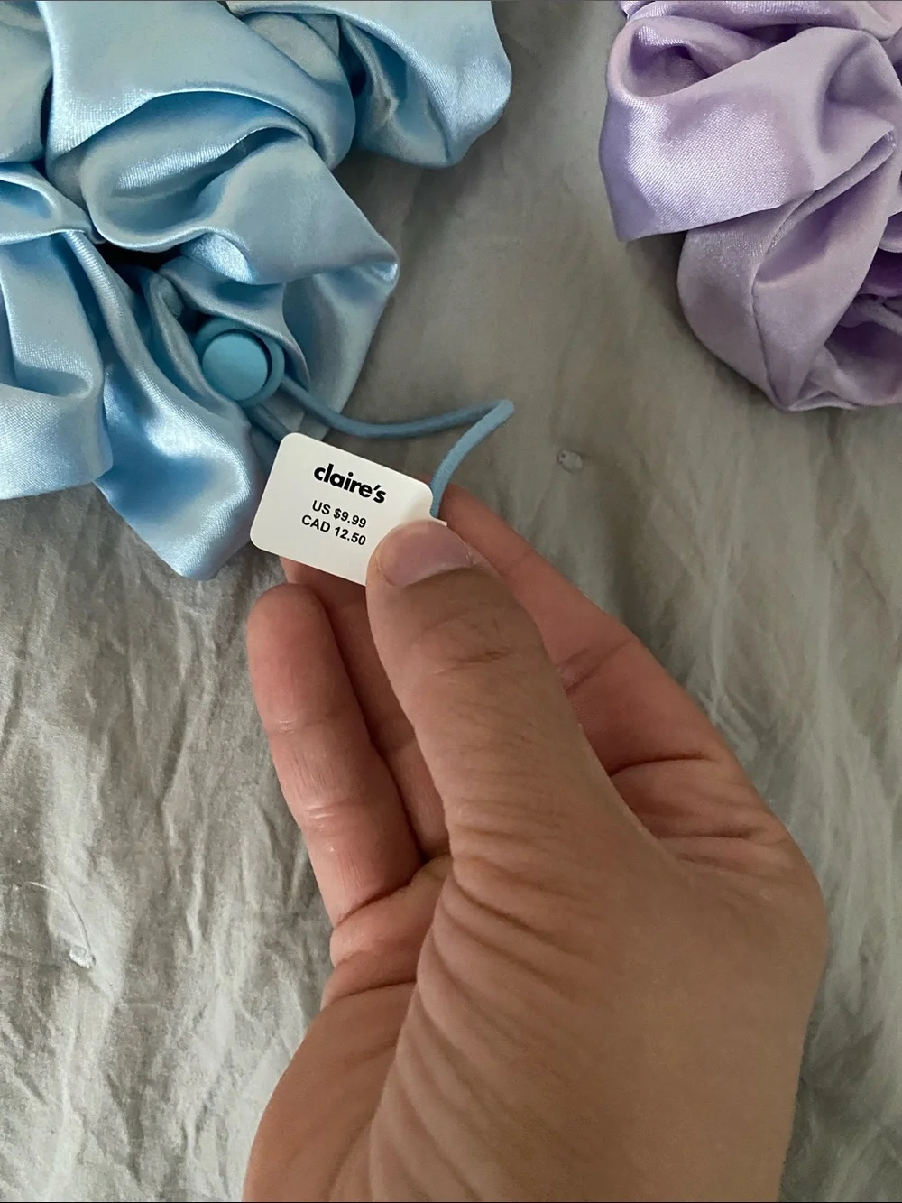 NWT Claire's Satin Scrunchie Set - Blue & Lavender